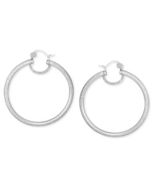 Sis By Simone I Smith Platinum Over Sterling Silver Earrings, Extra-large Radiant Hoop Earrings