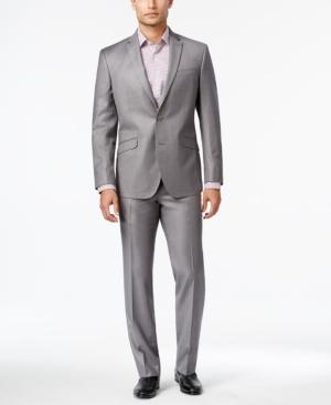 Kenneth Cole Reaction Men's Slim-fit Gray Micro-check Suit