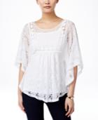 Style & Co. Lace Poncho-sleeve Top, Only At Macy's