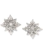 Carolee Silver-tone Crystal Flower Stud Earrings