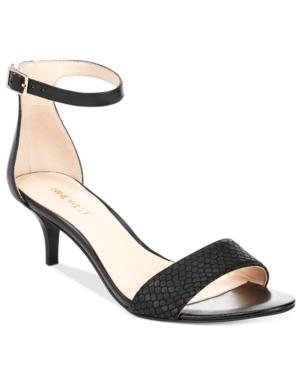 Nine West Leisa Leather Two-piece Kitten-heel Sandals Women's Shoes