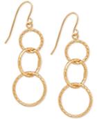 Textured Triple Link Drop Earrings In 10k Gold