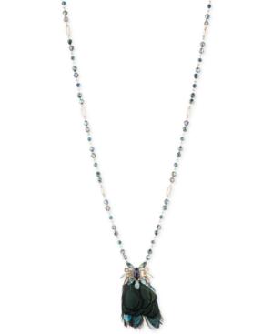 Lonna & Lilly Gold-tone Beaded Feather Pendant Necklace