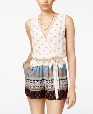 Be Bop Juniors' Printed Surplice Romper With Sash Belt