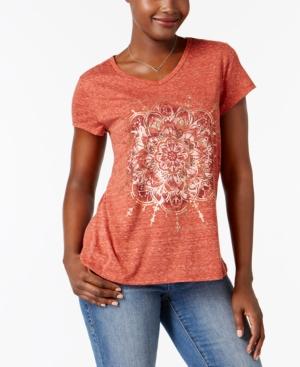 Style & Co Foiled Floral Graphic T-shirt, Only At Macy's