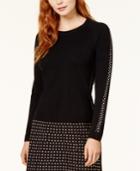 Bar Iii Mesh-inset Studded Sweater, Created For Macy's