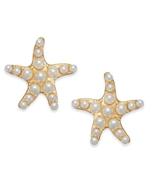 Charter Club Gold-tone Imitation Pearl Star Stud Earrings, Created For Macy's