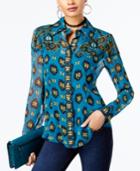 Anna Sui X Inc International Concepts Silk Printed Blouse, Created For Macy's