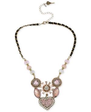 Betsey Johnson Gold-tone Crystal Gem Cluster Frontal Necklace