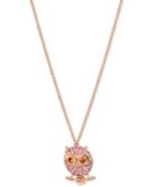 Betsey Johnson Rose Gold-tone Pave Owl Pendant Necklace