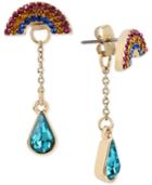 Betsey Johnson Gold-tone Crystal Rainbow & Raindrop Ear Jacket Earrings