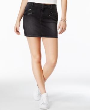 Guess Denim Black Wash Moto Miniskirt