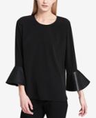 Calvin Klein Faux-leather-cuff Top