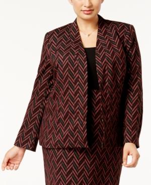 Kasper Plus Size Zigzag-knit Jacquard Blazer