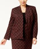 Kasper Plus Size Zigzag-knit Jacquard Blazer