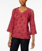 Style & Co Cold-shoulder Floral-print Top, Only At Macy's