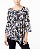 Ny Collection Petite Printed Asymmetrical Top