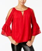 Bcx Juniors' Ruffle-cuff Keyhole Top