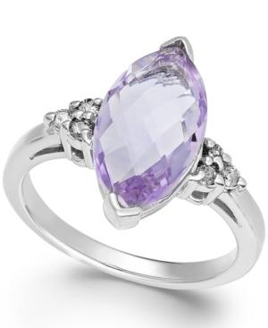 Pink Amethyst (3 Ct. T.w.) And Diamond (1/8 Ct. T.w.) Ring In 14k White Gold