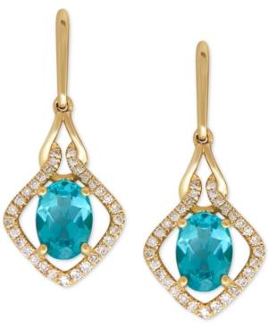 Apatite (1-3/4 Ct. T.w.) And Diamond (1/5 Ct. T.w.) Drop Earrings In 14k Gold