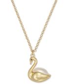 Kate Spade New York Gold-tone White Stone Swan Pendant Necklace