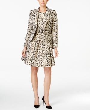 Nine West Metallic Jacquard Fit & Flare Dress