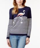Charter Club Flamingo Print Striped Sweater, Only At Macy's
