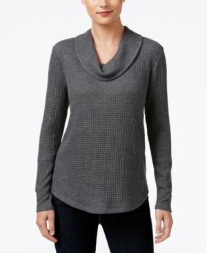 Style & Co. Waffle-knit Cowl-neck Top, Only At Macy's