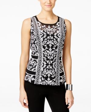 Inc International Concepts Petite Embroidered Sleeveless Top, Only At Macy's