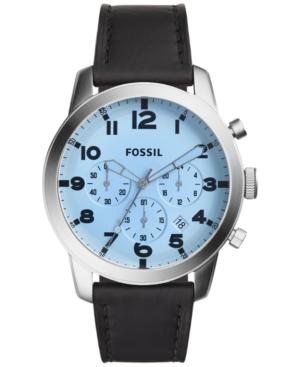 Fossil Men's Chronograph Pilot 54 Black Leather Strap Watch 44mm Fs5162