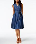 Tommy Hilfiger Faux-wrap Denim Shirtdress, Only At Macys.com