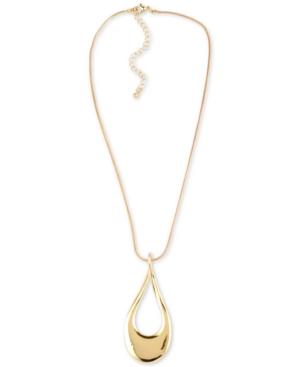 Charter Club Gold-tone Open Teardrop Pendant Necklace, 18 + 3 Extender, Created For Macy's