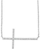 Diamond Sideways Cross Pendant Necklace In 14k White Gold (1/4 Ct. T.w.)