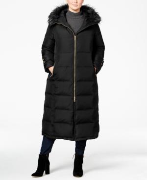 Calvin Klein Plus Size Faux-fur-trim Maxi Puffer Coat
