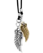 King Baby Men's Two-tone Wing Pendant Necklace In Sterling Silver And Brass Alloy