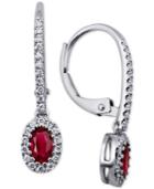 Certified Ruby (1/2 Ct. T.w.) & Diamond (1/5 Ct. T.w.) Drop Earrings In 14k White Gold