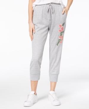 One Hart Juniors' Embroidered Cropped Jogger Pants, Created For Macy's