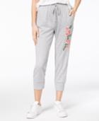 One Hart Juniors' Embroidered Cropped Jogger Pants, Created For Macy's