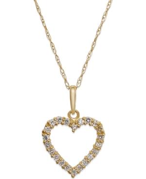 Cubic Zirconia Heart Pendant Necklace In 10k Gold
