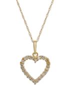 Cubic Zirconia Heart Pendant Necklace In 10k Gold