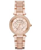 Michael Kors Women's Chronograph Mini Parker Blush And Rose Gold-tone Stainless Steel Bracelet Watch 33mm Mk6110 - A Macy's Exclusive