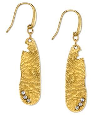 T.ru. Gold-tone Oval Nugget Crystal Drop Earrings
