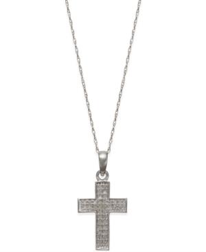 Diamond Cross Pendant Necklace (1/10 Ct. T.w.) In 10k White Gold