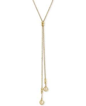 Lucky Brand Gold-tone Imitation Pearl Lariat Necklace