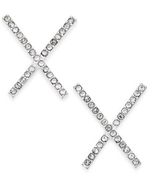Inc International Concepts Silver-tone Pave Crisscross Stud Earrings, Only At Macy's