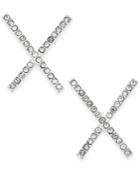 Inc International Concepts Silver-tone Pave Crisscross Stud Earrings, Only At Macy's