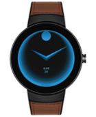 Movado Unisex Swiss Connected Black Silicone & Cognac Leather Strap Smart Watch 46.5mm