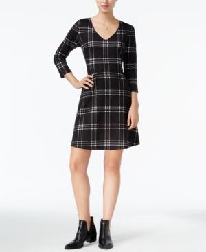 Maison Jules Windowpane Fit & Flare Dress, Only At Macy's