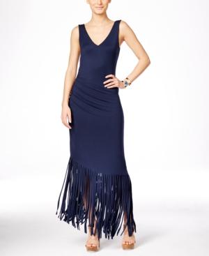 Inc International Concepts Petite Asymmetrical Fringe-hem Maxi Dress, Only At Macy's