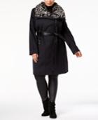 Via Spiga Plus Size Faux-fur-collar Walker Coat